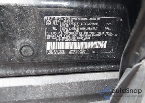 2019 Toyota Rav4 Le from USA, damaged, VIN 2T3F1RFVXKW007695